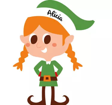 Vinilo infantil elfo niña personalizable - TenVinilo