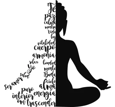 Vinilo para pared living original Silueta yoga texto - TenVinilo