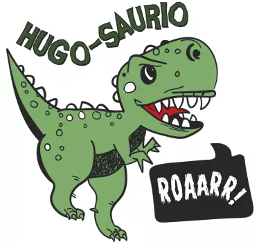 Vinilo habitación infantil dinosaurio con nombre saurus - TenVinilo