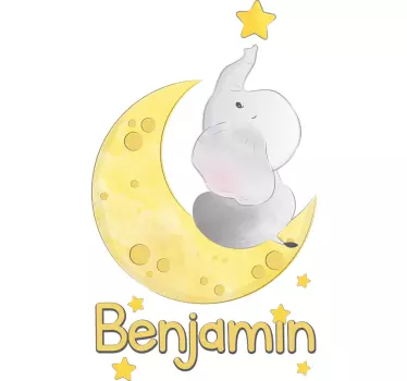 Vinilo habitación infantil luna y estrellas con nombre - TenVinilo