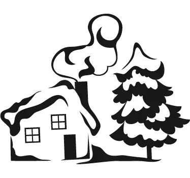 Vinilo casa y árbol nevados - TenVinilo