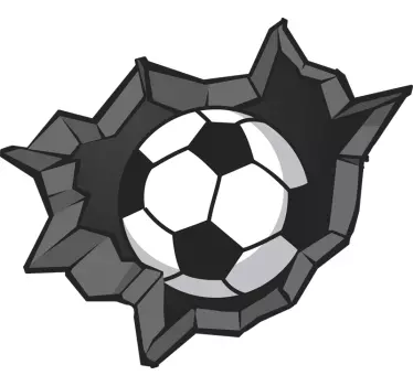 Vinilo 3d fútbol pelota saliendo de pared - TenVinilo