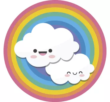 Vinilo para niños arcoíris y nubes felices - TenVinilo