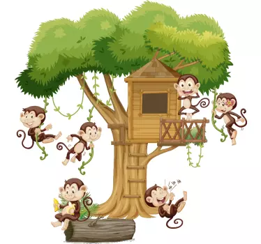 Vinilo decorativo infantil de monos de selva - TenVinilo