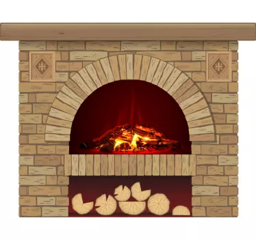 Vinilo 3d efectos visuales chimenea de ladrillo - TenVinilo