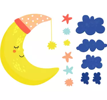 Vinilo infantil decorativo lunas y estrellas - TenVinilo