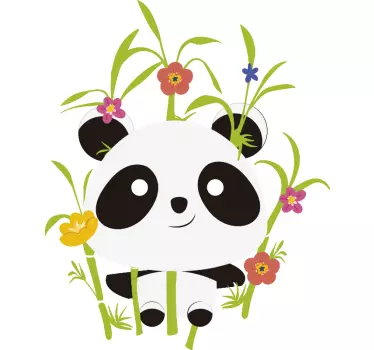 Vinilo animal salvaje Pandas árboles florecientes - TenVinilo