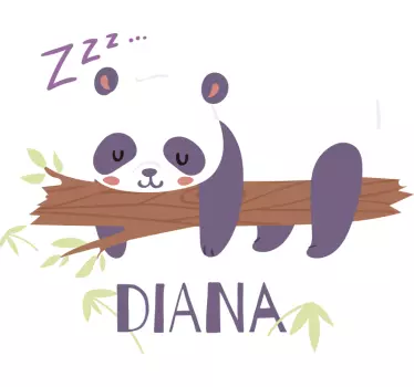 Vinilo decorativo de animal salvaje Panda con nombre - TenVinilo