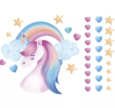 Vinilo infantil pared de unicornio de estilo nórdico - TenVinilo