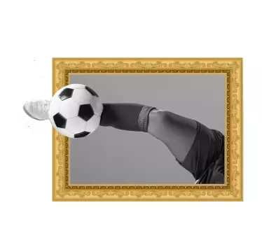 Vinilo 3d para pared de marco de fútbol chutando - TenVinilo
