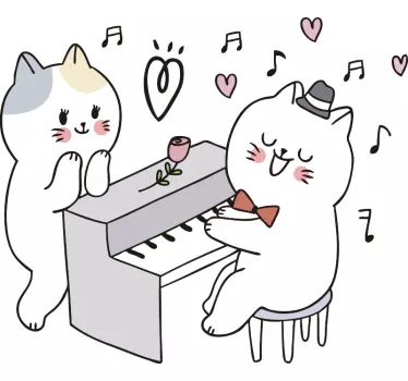 Vinilo para niño gatos tocando piano - TenVinilo