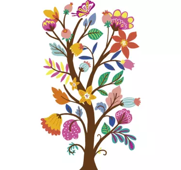 Vinilo decorativo  de árbol de primavera con flores - TenVinilo