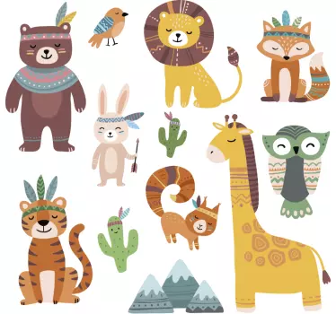 Vinilo infantil de dibujo de animales tribales - TenVinilo