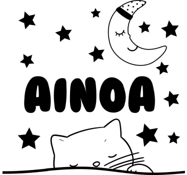 Vinilo para bebés de estrellas y luna con nombre - TenVinilo