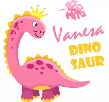 Vinilo de dinosaurios rosa para niños con nombre - TenVinilo