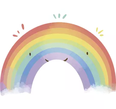 Vinilo pared infantil arco iris con tonos acuarela - TenVinilo