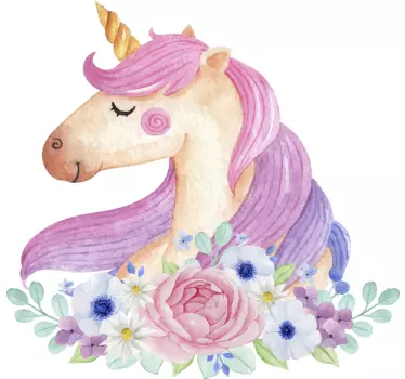Vinilo pared infantil unicornio tono pastel - TenVinilo