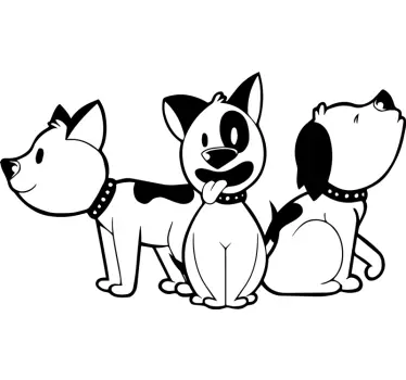 Vinilo de animales de tres perros simpáticos - TenVinilo