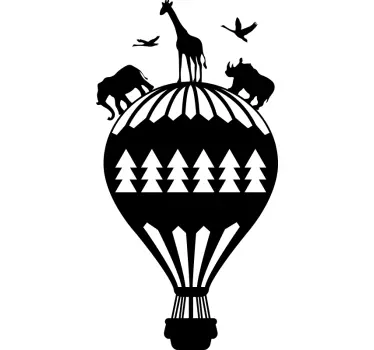 Vinilo animales de la selva en globo volando - TenVinilo