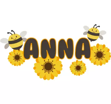Vinilo bebé abejas y girasoles con nombre - TenVinilo