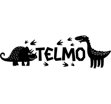 Vinilo pared dinosaurios con nombre y huellas - TenVinilo