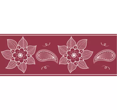 Cenefa decorativa de flores paisley hermosas - TenVinilo