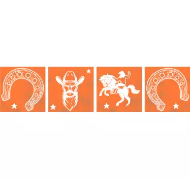 Azulejos vinilicos herraduras vaqueras naranjas - TenVinilo