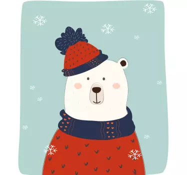 Vinilo para niños oso polar con vestimenta nórdica - TenVinilo