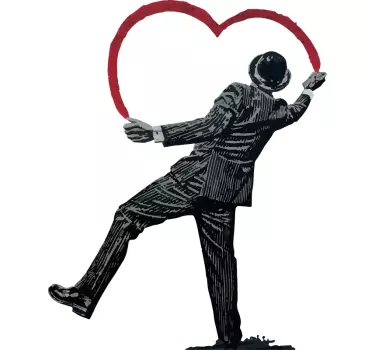 Vinilo arte Banksy personaje dibujando corazón - TenVinilo