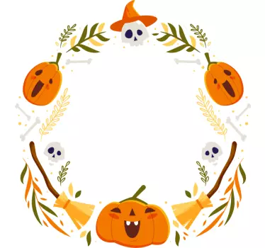 Vinilo Halloween Marco de calabazas naranja - TenVinilo