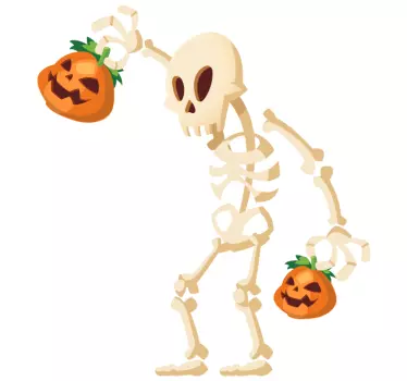 Vinilo Halloween calavera robando calabaza - TenVinilo