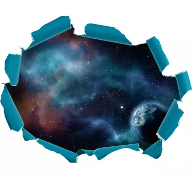 Vinilo pared 3d vistas al espacio con nebulosa - TenVinilo