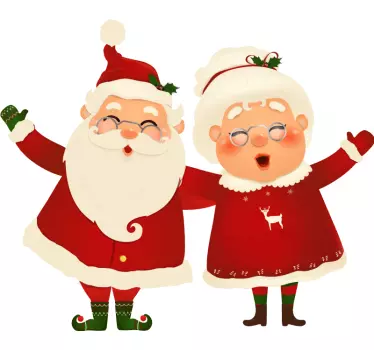 Pegatina navidad Papá Noel con esposa - TenVinilo