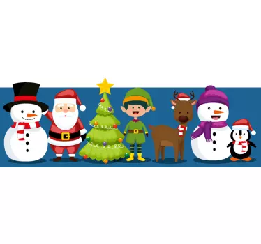 Cenefa infantil pingüino de Papá Noel - TenVinilo