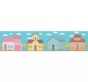 Cenefa decorativa Casas pastel - TenVinilo