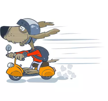 Vinilo infantil perro con scooter - TenVinilo