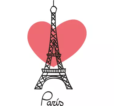 Pegatina París Torre eiffel con corazoncito - TenVinilo