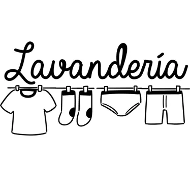 Vinilo para escaparate Lavandería con ropa - TenVinilo