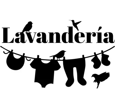 Vinilo para escaparate Ropa de lavandería con pájaros - TenVinilo