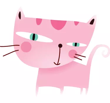 Adhesivo decorativo dibujo gato rosa - TenVinilo