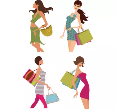 Vinilo decorativo kit chicas shopping - TenVinilo