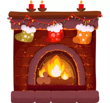 Vinilo decorativo efectos visuales Chimenea de navidad - TenVinilo
