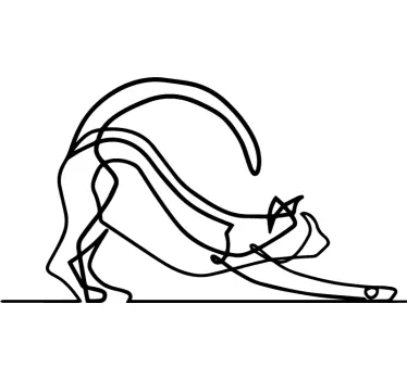 Vinilo de gato minimalista estirando - TenVinilo