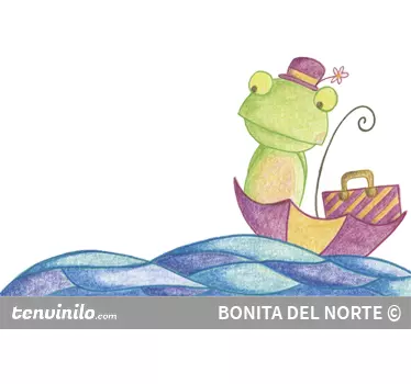 Vinilo infantil rana Ritita navegando - TenVinilo
