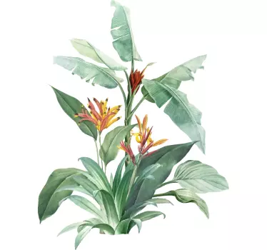 Vinilo para pared living hojas tropicales grandes - TenVinilo