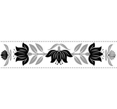 Cenefa decorativa Flores de esmalte negro - TenVinilo