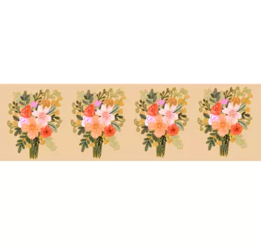 Cenefa adhesiva patrón de arreglo floral - TenVinilo