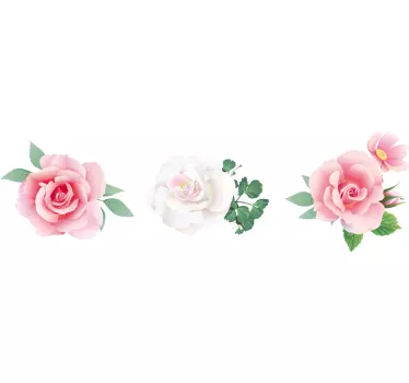 Cenefa decorativa Establecer rosas florales de diseño elegante - TenVinilo