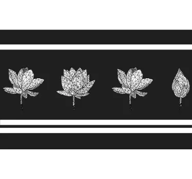 Cenefa decorativa Flor de loto de baja poli línea - TenVinilo