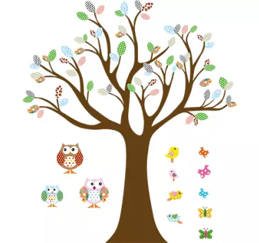 Vinilo infantil árbol del bosque colorido - TenVinilo